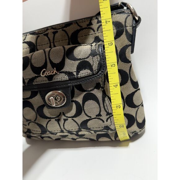VTG Coach Purse Signature Stripe C Swingback Crossbody Bag Gray Black Zipper - Picture 7 of 12